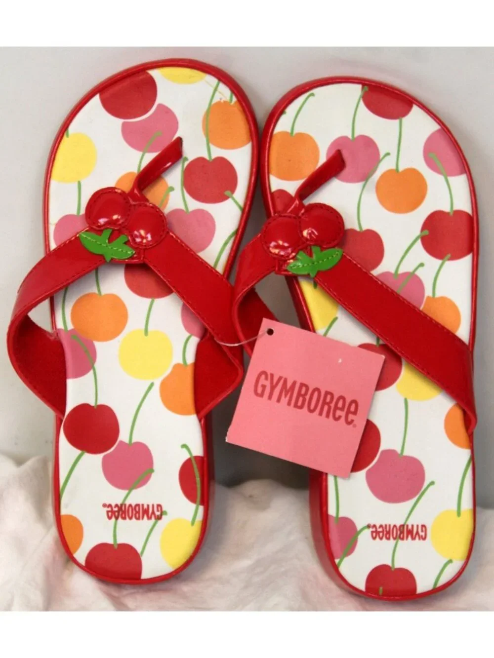 2008 Gymboree Cherry Baby Flip Flops Slippers Shoes Red 2/3 girls Summer